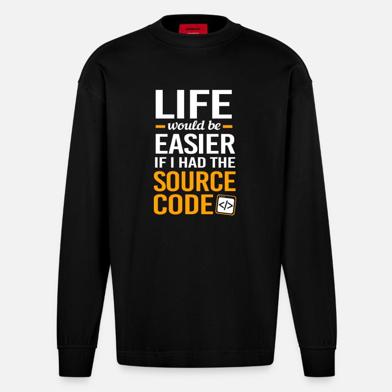 Cyber programmeur cybersécurité Hacker - Manches longues bio épais oversize fabriqué en UE - SOLID BLACK