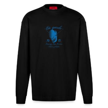 Fechten - Heavyweight Oversized Organic Langarmshirt Made in EU - SOLID BLACK - Vorne