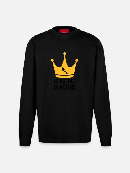 Le Roi des Maçon ! - Manches longues bio épais oversize fabriqué en UE - SOLID BLACK