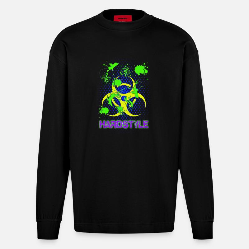 Splash Hardstyle Techno Trance House - Heavyweight Oversized Organic Langarmshirt Made in EU - SOLID BLACK