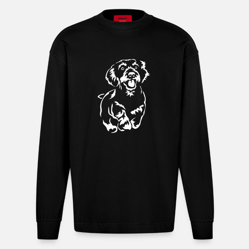 Dackel "Black Edition" - Heavyweight Oversized Organic Langarmshirt Made in EU - SOLID BLACK