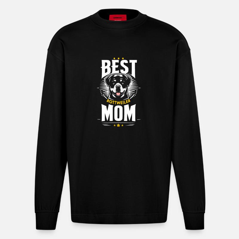 Beste Mama, Rottweilers beste Mama - Heavyweight Oversized Organic Langarmshirt Made in EU - SOLID BLACK