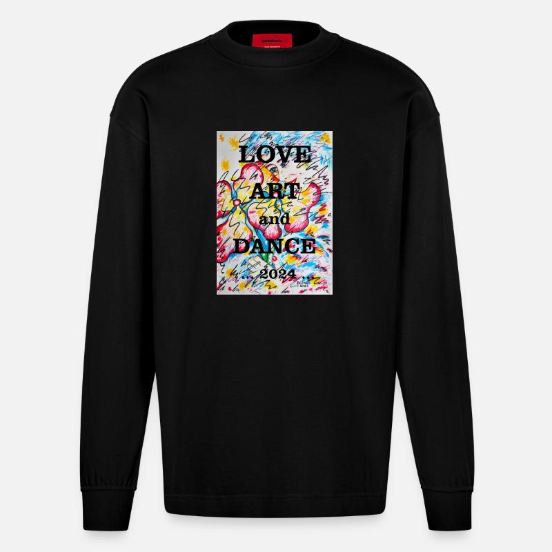 Blumenmädchen - Heavyweight Oversized Organic Langarmshirt Made in EU - SOLID BLACK