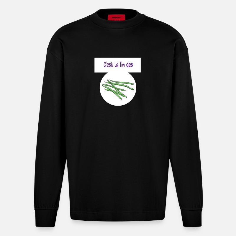 C'est la fin des haricots - Manches longues bio épais oversize fabriqué en UE - SOLID BLACK