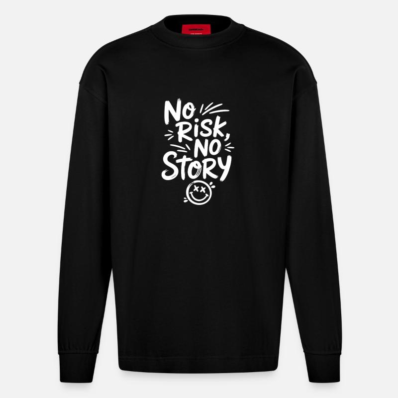 Smiley sans risque, sans histoire - Manches longues bio épais oversize fabriqué en UE - SOLID BLACK