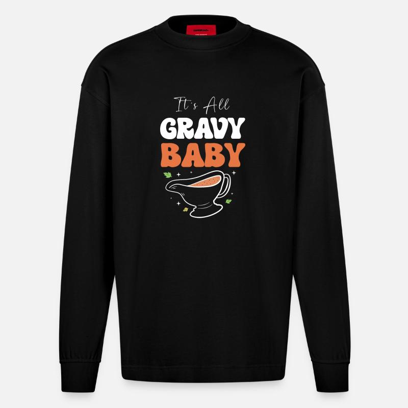 Thanksgiving Mama Mutter Oma Großmutter - Heavyweight Oversized Organic Langarmshirt Made in EU - SOLID BLACK