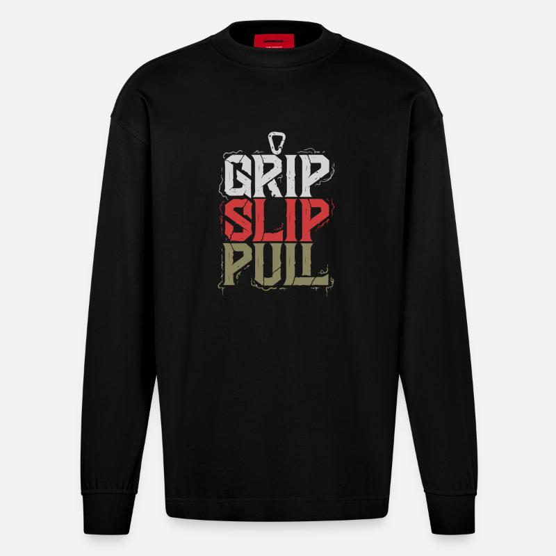 Grip Slip Pull - Manches longues bio épais oversize fabriqué en UE - SOLID BLACK