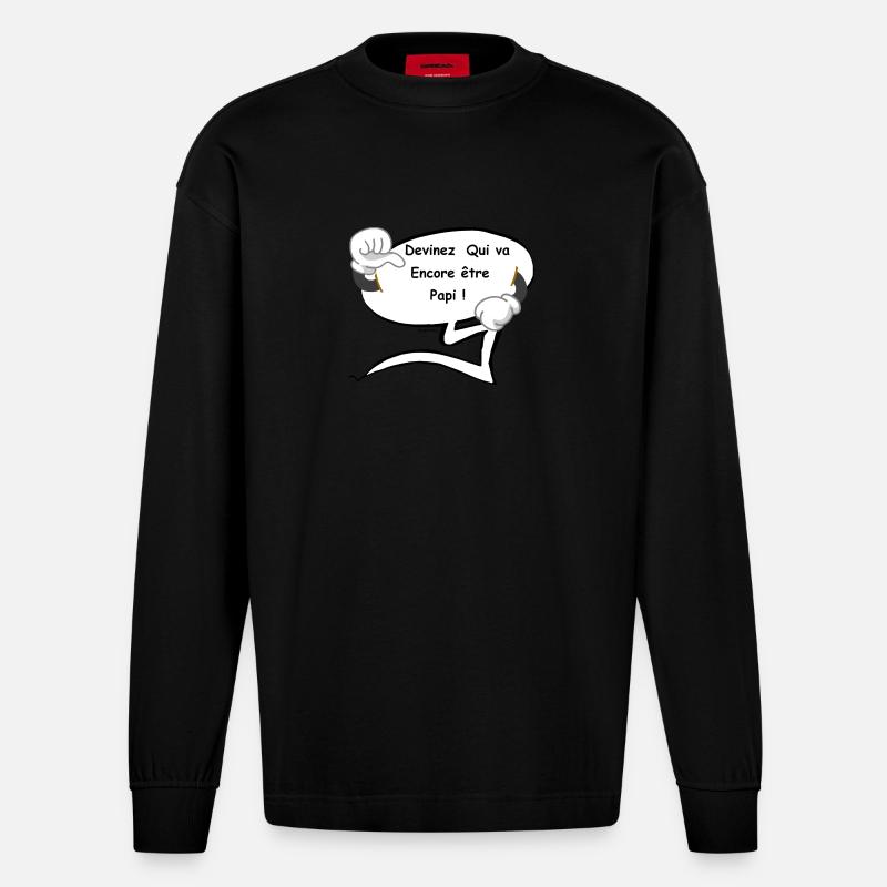 Encore Papi - Manches longues bio épais oversize fabriqué en UE - SOLID BLACK