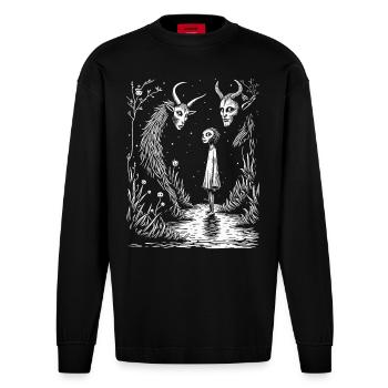 girl - Heavyweight Oversized Organic Langarmshirt Made in EU - SOLID BLACK - Vorne
