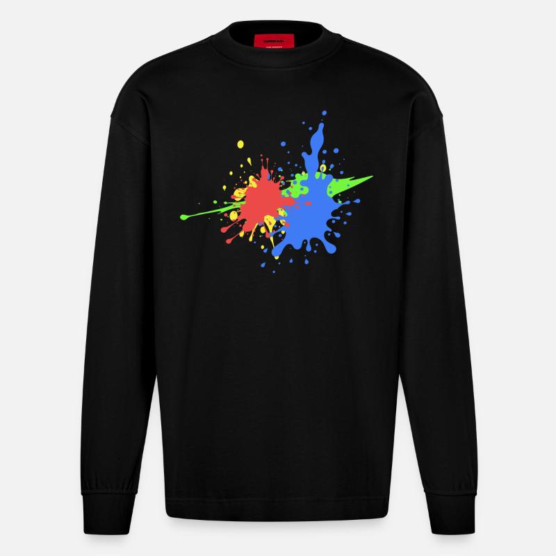 Tendance du design de graffitis colorés - Manches longues bio épais oversize fabriqué en UE - SOLID BLACK