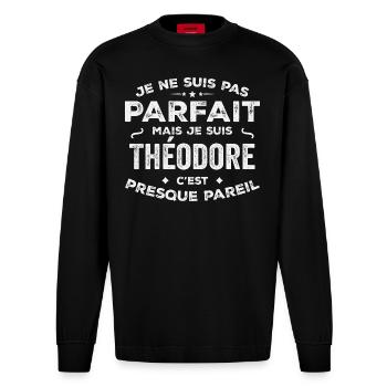 Théodore A first name, a story, a personality - Heavyweight Oversized Organic Longsleeve Shirt Made in EU - SOLID BLACK - Front