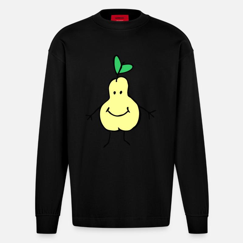 Eine lächelnde Birne - Heavyweight Oversized Organic Langarmshirt Made in EU - SOLID BLACK