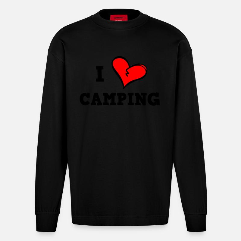 J’adore le camping - Manches longues bio épais oversize fabriqué en UE - SOLID BLACK