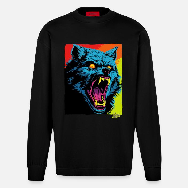 arg varg: bitande raseri - Heavyweight Oversized Organic Longsleeve Made in EU - SOLID BLACK