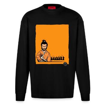 Le samouraï mortel - Manches longues bio épais oversize fabriqué en UE - SOLID BLACK - Devant