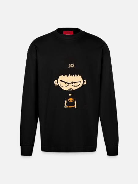 Always Angry Funny Punk - Heavyweight Oversized Organic Longsleeve Shirt Made in EU - SOLID BLACK