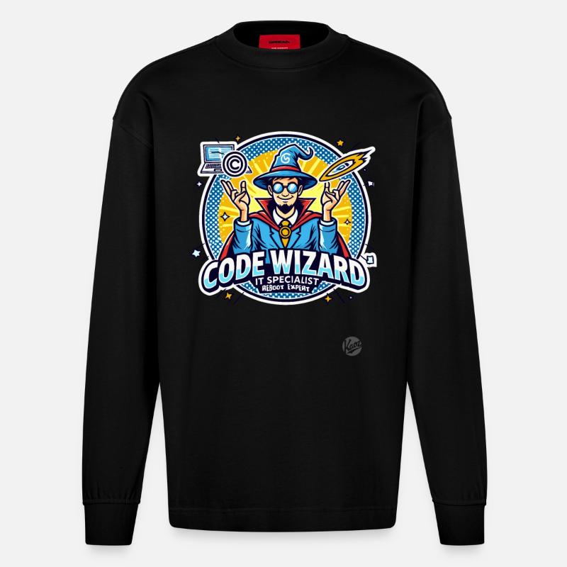 Code-Zauberer Neustart-Spezialist IT-Experte - Heavyweight Oversized Organic Langarmshirt Made in EU - SOLID BLACK