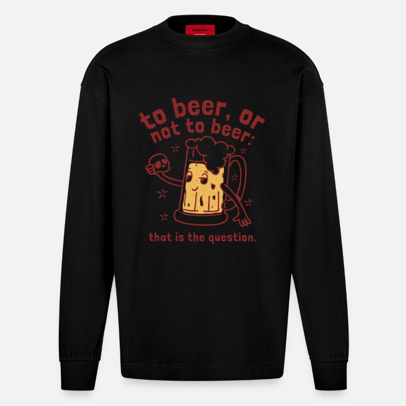 Bier oder nicht Bier - Heavyweight Oversized Organic Langarmshirt Made in EU - SOLID BLACK