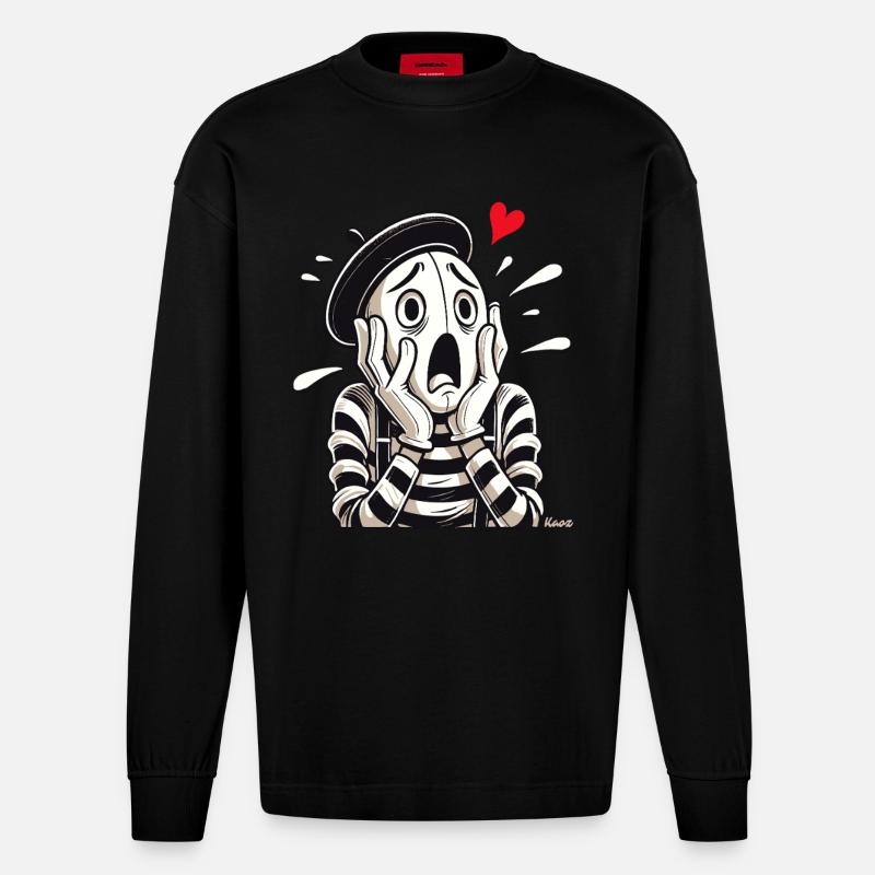 Dramatischer Pantomime – Liebe oder Verzweiflung? - Heavyweight Oversized Organic Langarmshirt Made in EU - SOLID BLACK