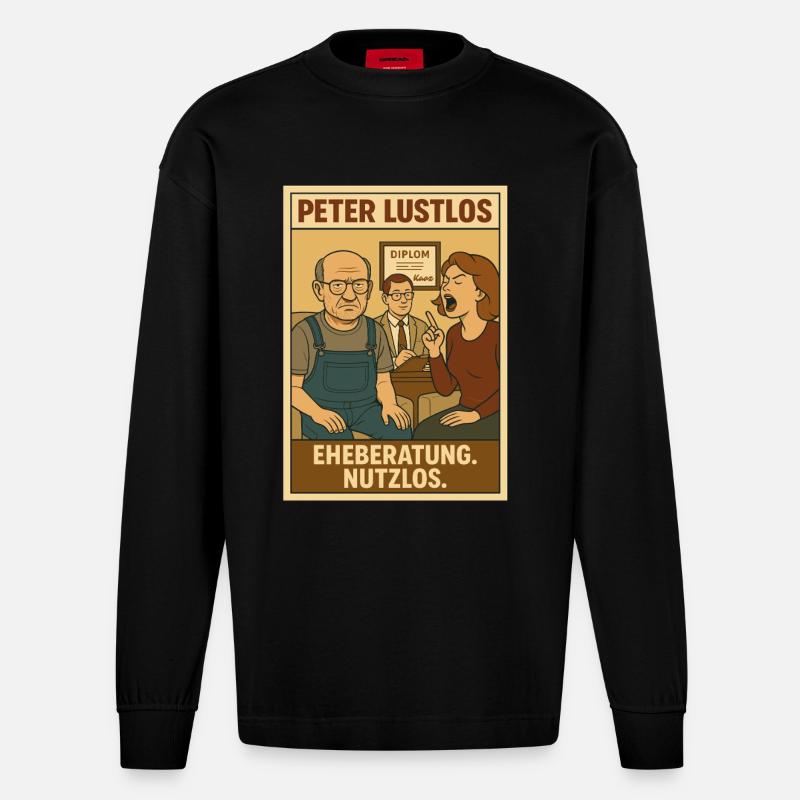 Ehepaar bei Eheberatung - Heavyweight Oversized Organic Langarmshirt Made in EU - SOLID BLACK