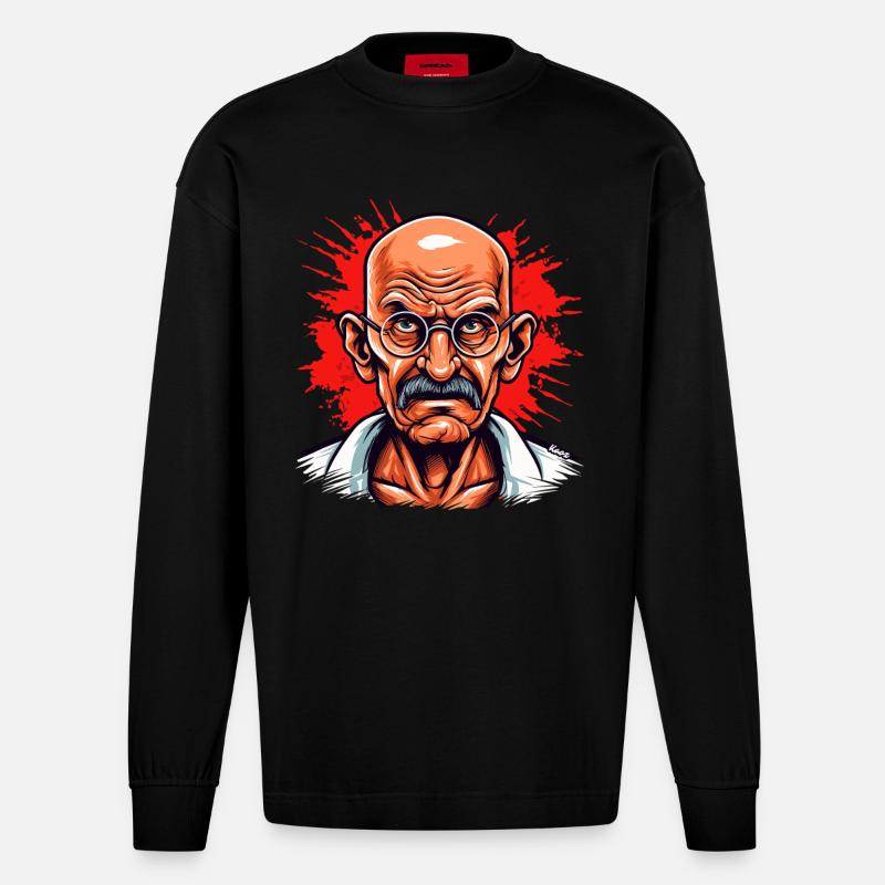 Anführer der friedlichen Revolution - Heavyweight Oversized Organic Langarmshirt Made in EU - SOLID BLACK