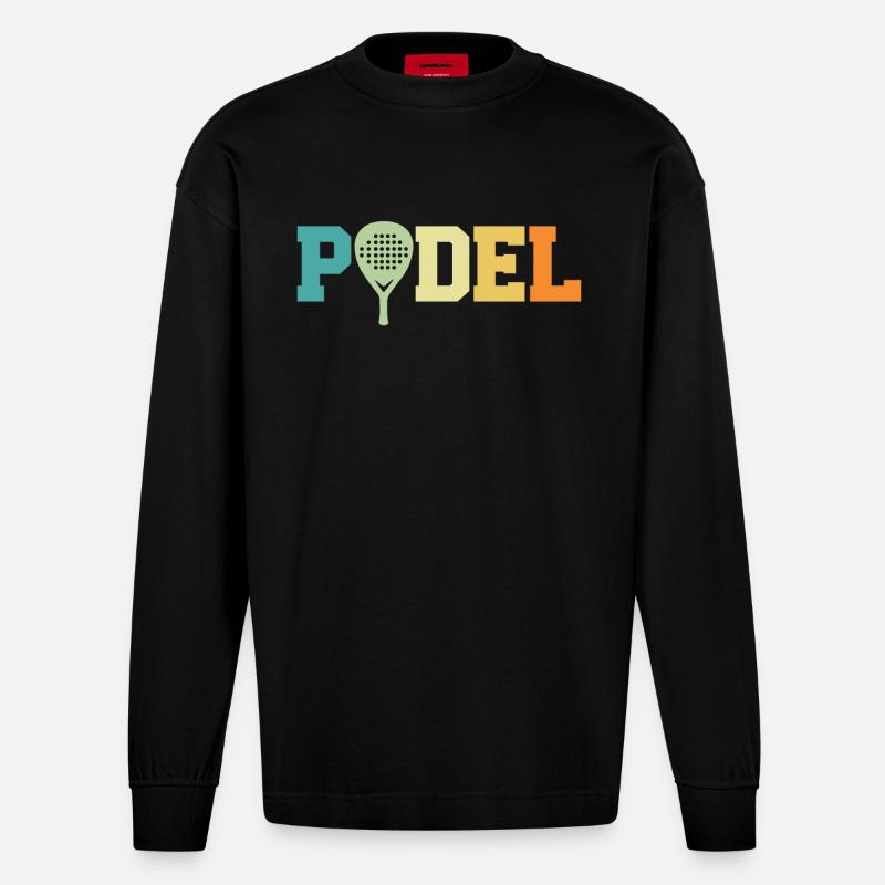 retro padel - Manches longues bio épais oversize fabriqué en UE - SOLID BLACK