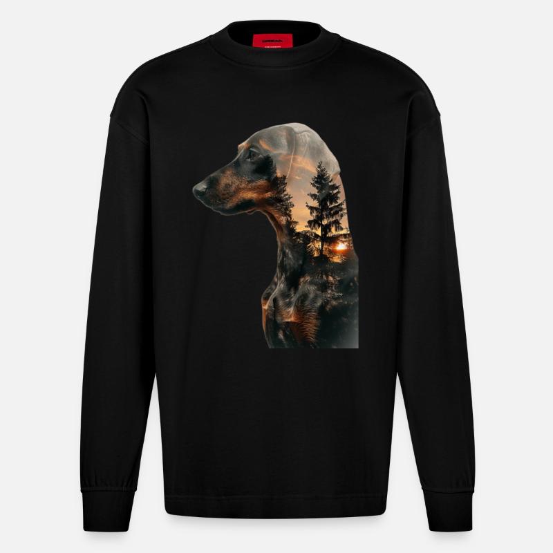 Dackel - Heavyweight Oversized Organic Langarmshirt Made in EU - SOLID BLACK