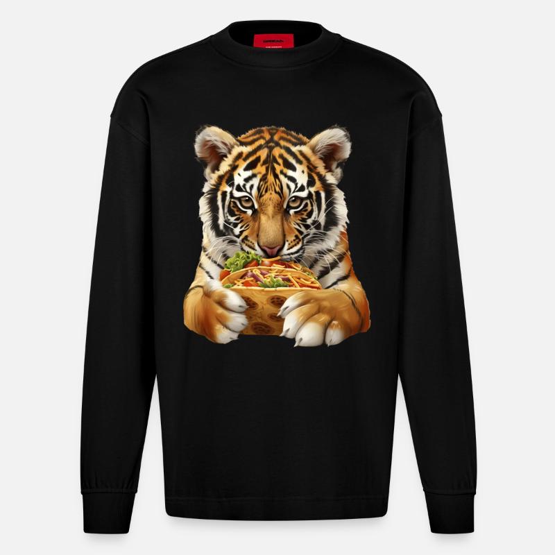 Tiger - Heavyweight Oversized Organic Langarmshirt Made in EU - SOLID BLACK