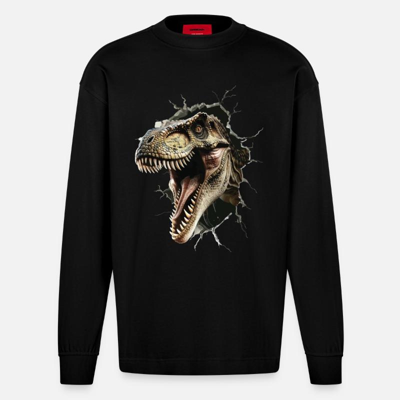 Utahraptor - Heavyweight Oversized Organic Langarmshirt Made in EU - SOLID BLACK