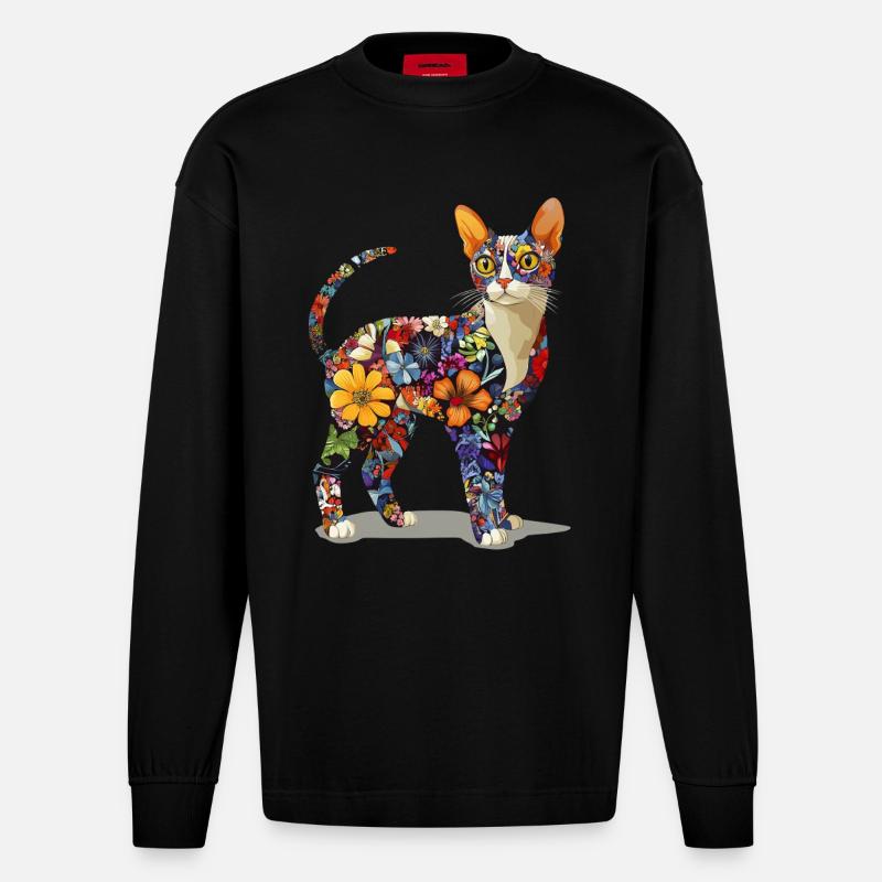 Devon Rex - Heavyweight Oversized Organic Langarmshirt Made in EU - SOLID BLACK