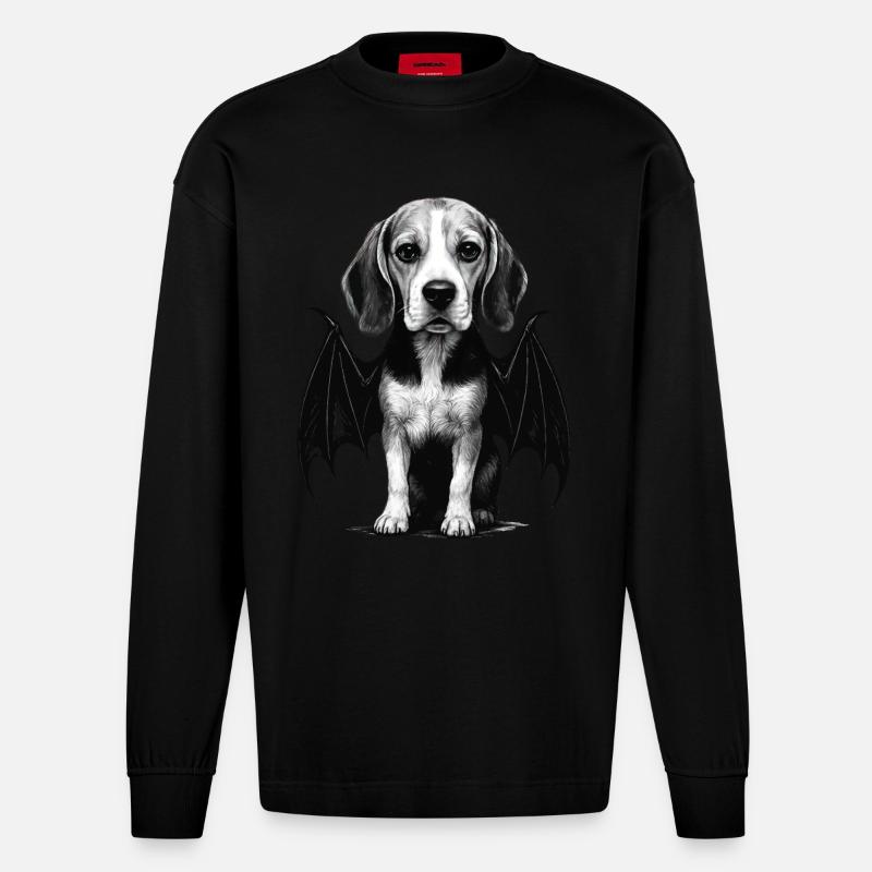 Beagle - Heavyweight Oversized Organic Langarmshirt Made in EU - SOLID BLACK