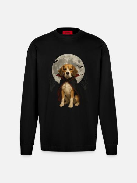 Beagle - Heavyweight Oversized Organic Langarmshirt Made in EU - SOLID BLACK