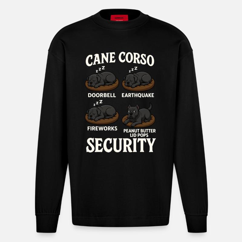 Cane Corso - Heavyweight Oversized Organic Langarmshirt Made in EU - SOLID BLACK