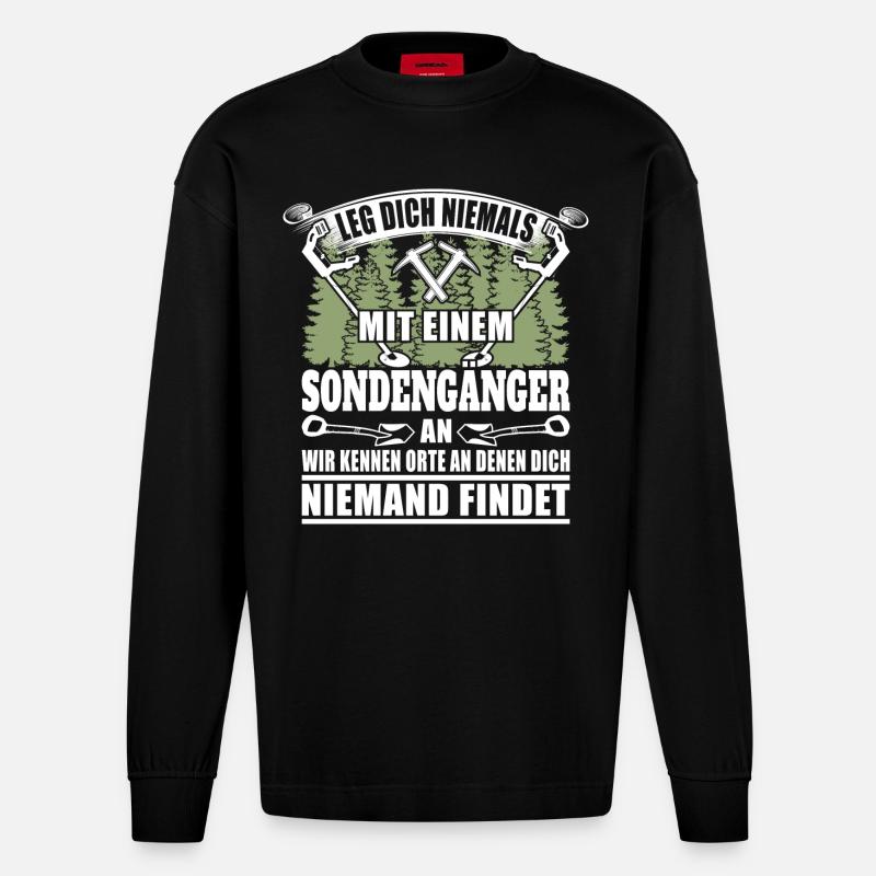 Ich bin Sondengänger - Heavyweight Oversized Organic Langarmshirt Made in EU - SOLID BLACK