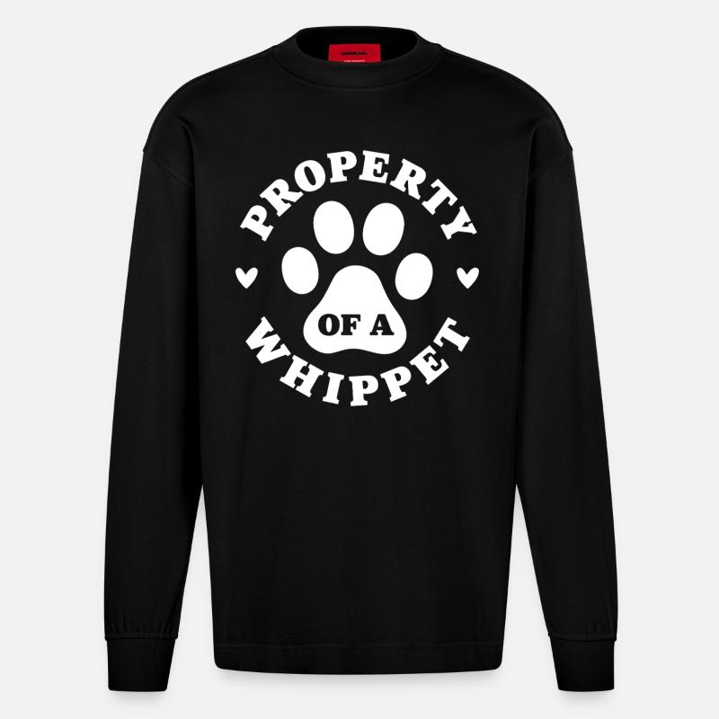 Eigentum eines Whippets - Heavyweight Oversized Organic Langarmshirt Made in EU - SOLID BLACK