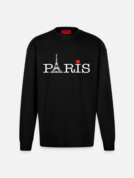 Pariser Liebe - Heavyweight Oversized Organic Langarmshirt Made in EU - SOLID BLACK