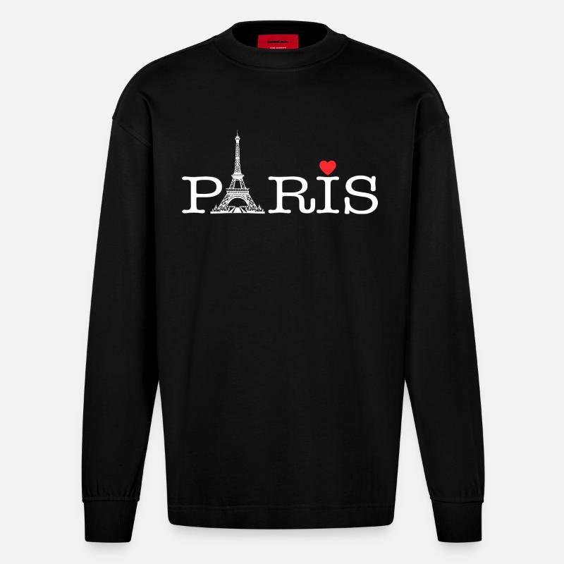 Paris Amour - Manches longues bio épais oversize fabriqué en UE - SOLID BLACK
