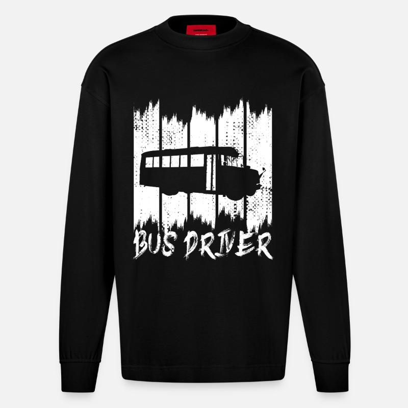 Bus Driver - Heavyweight Oversized Organic Langarmshirt Made in EU - SOLID BLACK