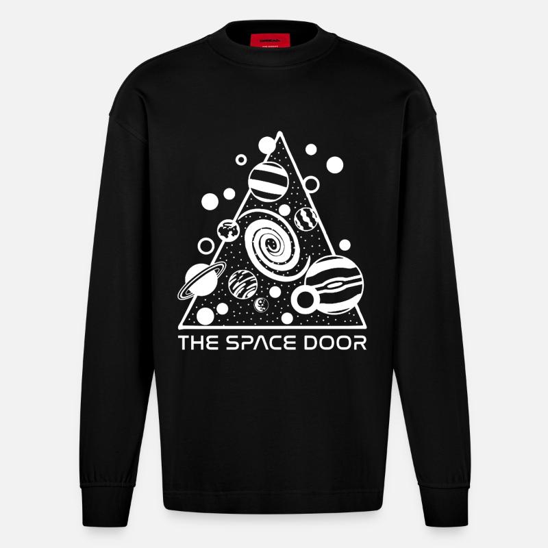 Une porte sur l'espace - Manches longues bio épais oversize fabriqué en UE - SOLID BLACK