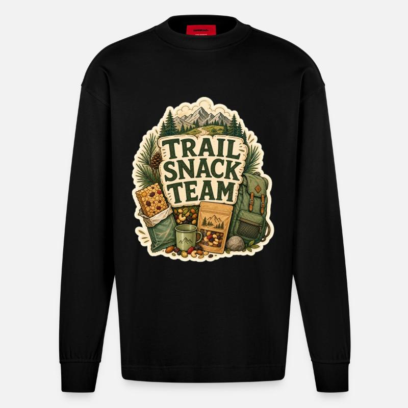 TRAIL SNACK TEAM Snacks - Heavyweight Oversized Organic Langarmshirt Made in EU - SOLID BLACK