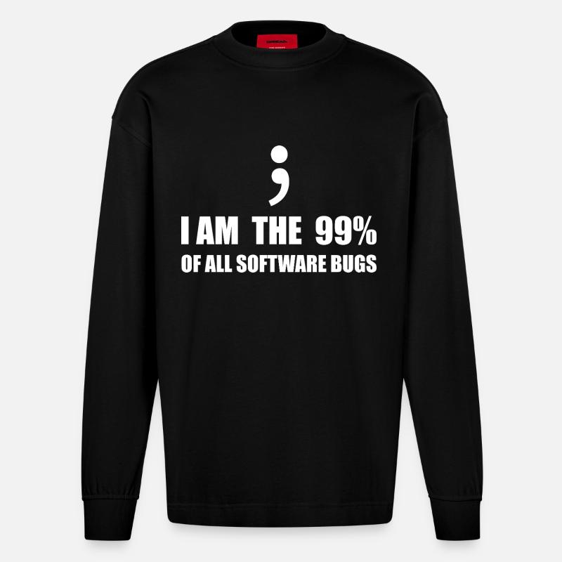 Programmeur Computer Scientist - Manches longues bio épais oversize fabriqué en UE - SOLID BLACK