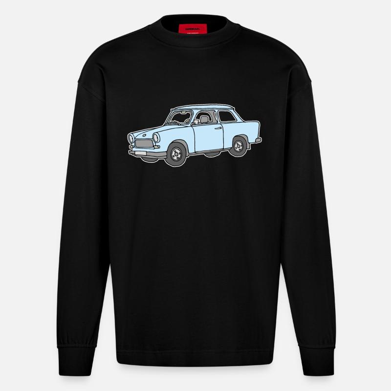 Hellblauer Trabi,  - Heavyweight Oversized Organic Langarmshirt Made in EU - SOLID BLACK