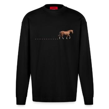 Pferdespuren Reiten Pferd Spuren Reiter Pferde - Heavyweight Oversized Organic Langarmshirt Made in EU - SOLID BLACK - Vorne