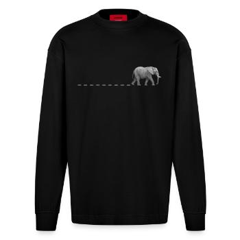 Elephant Tracks Africa Track Elephant Footprint - Heavyweight Oversized Organic Longsleeve Shirt Made in EU - SOLID BLACK - Front