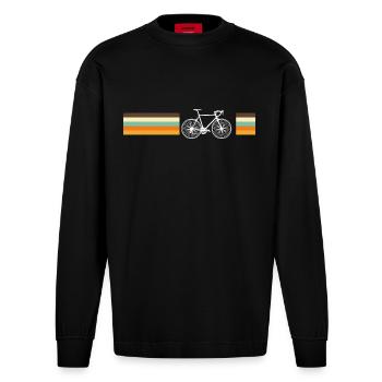 Conception rétro de conception de bicyclette - Manches longues bio épais oversize fabriqué en UE - SOLID BLACK - Devant
