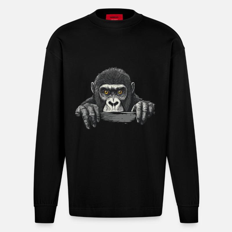 Gorilla - Heavyweight Oversized Organic Langarmshirt Made in EU - SOLID BLACK