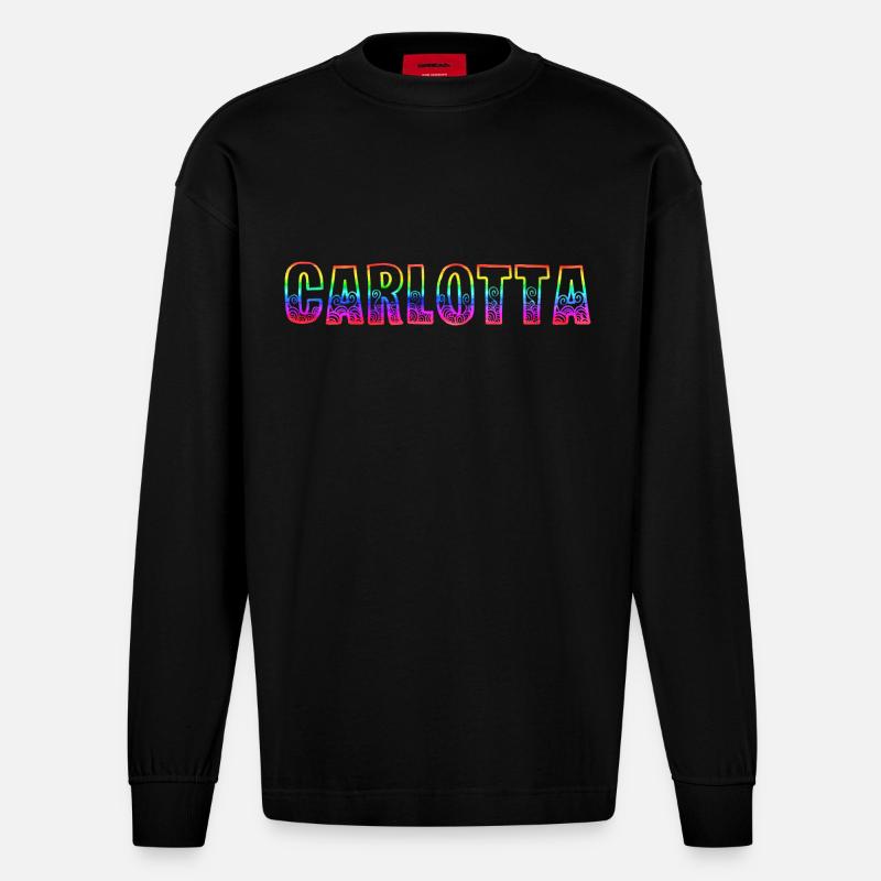 carlotta rs regenbogen - Heavyweight Oversized Organic Langarmshirt Made in EU - SOLID BLACK