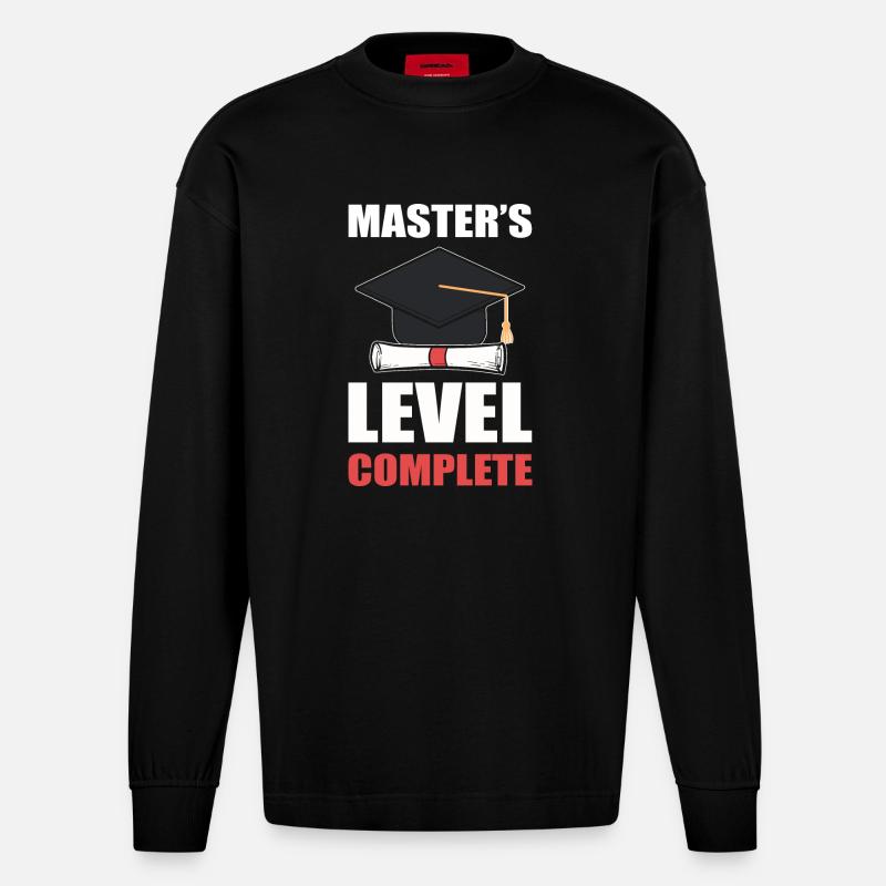 Master Studium Abschlussfeier - Heavyweight Oversized Organic Langarmshirt Made in EU - SOLID BLACK