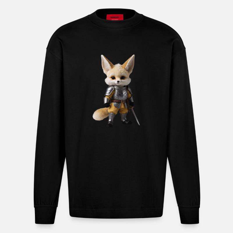 fennec chevalier épée 3 - Manches longues bio épais oversize fabriqué en UE - SOLID BLACK