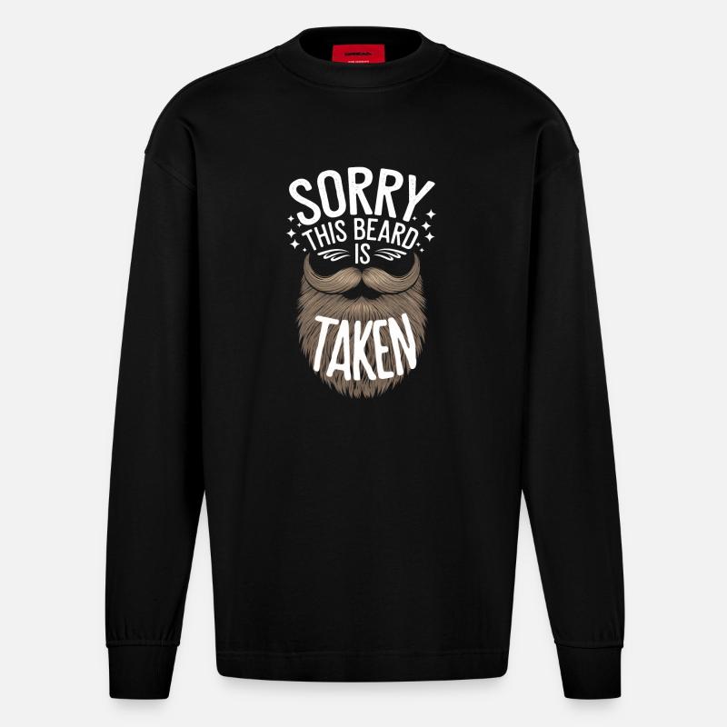 Bart Schnurrbart Bärtige Männer - Heavyweight Oversized Organic Langarmshirt Made in EU - SOLID BLACK